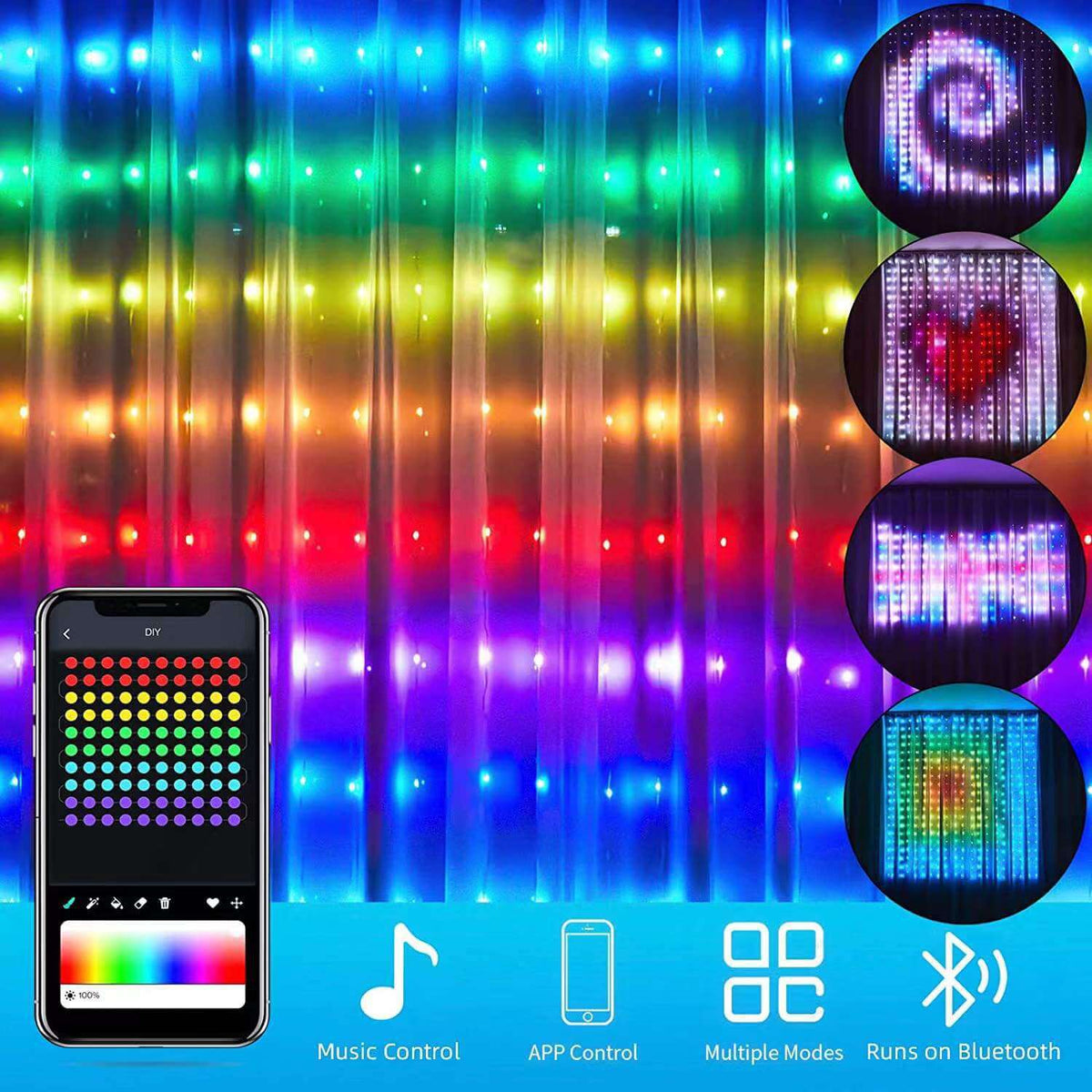 Smart Remote Control Color Changing Curtain Lamp