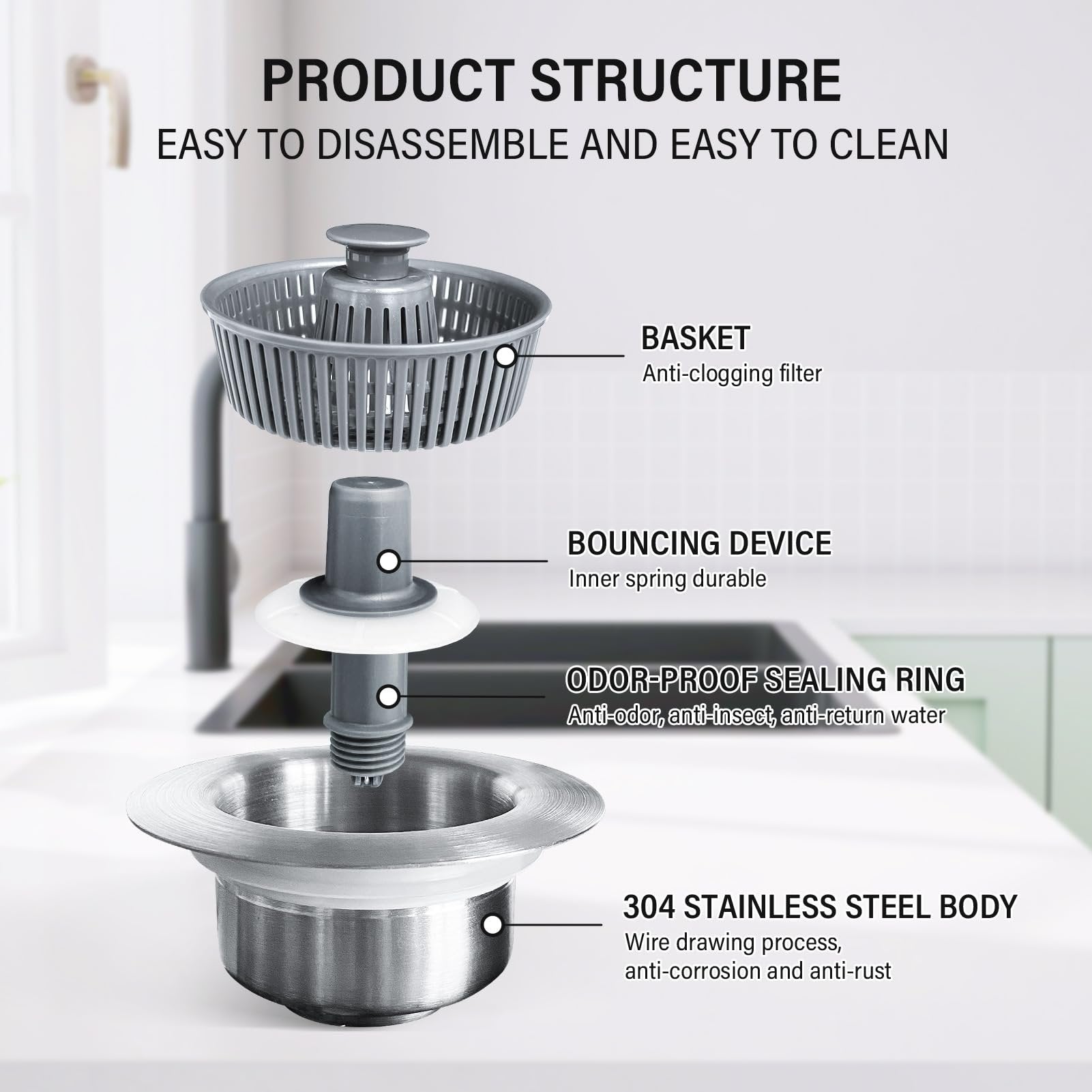 Improved Kitchen Sink Basket Drain Strainer - Cofik