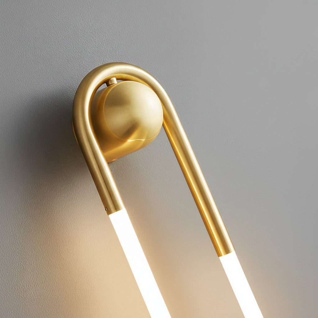 Simple Brass LED Wall Light - Dimmable Bedside Lamp
