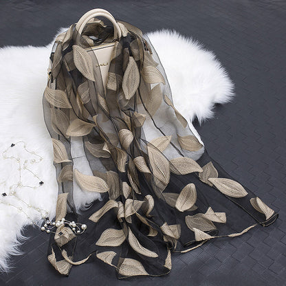 Luxury Silk Scarf with Floral Pattern