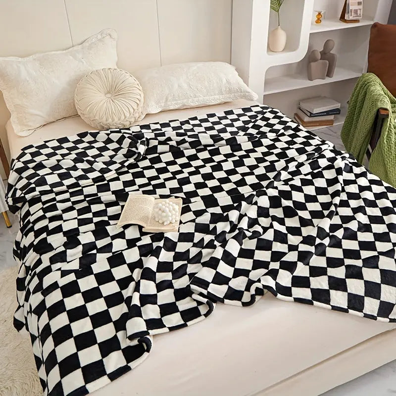 Cozy Plaid Throw Blanket for Home and Bed