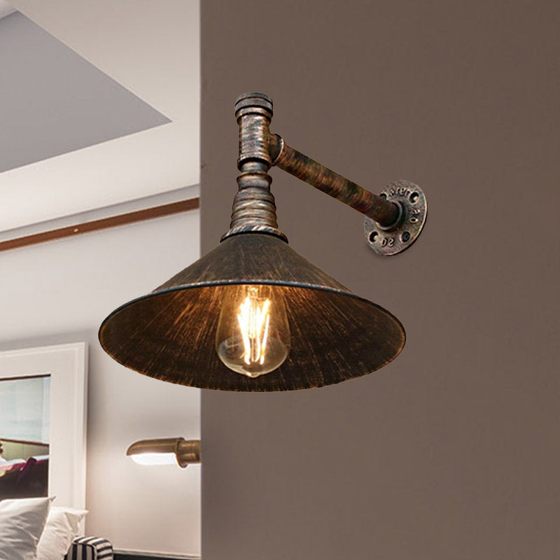 Rustic Metal Cone Wall Light Fixture