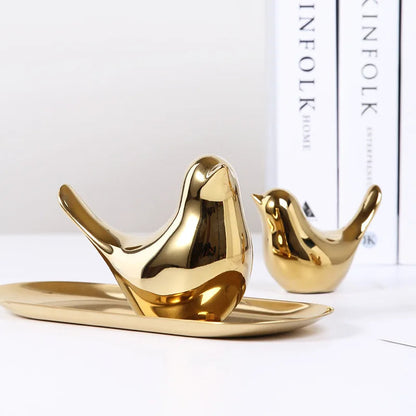 Chic White Ceramic Bird Figurine for Home Decoration