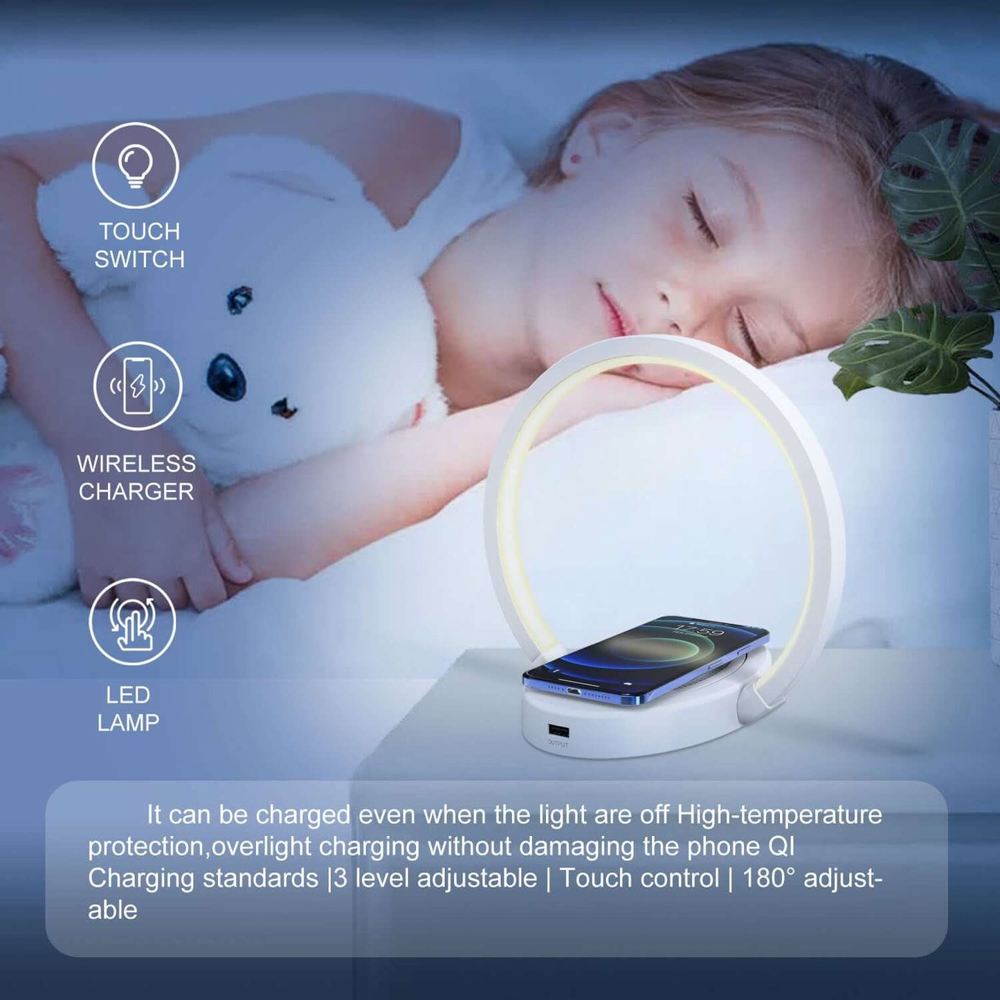 Wireless Charging Table Lamp with Bluetooth Speaker