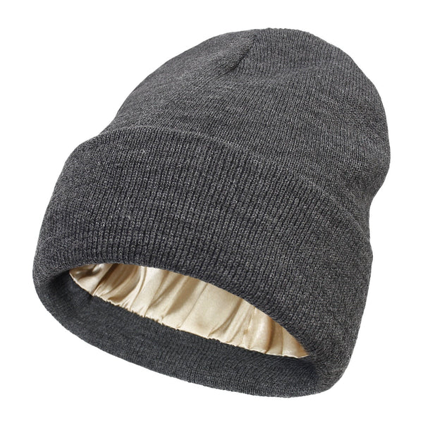 Warm Silk Beanie Hat for Women - Frizz Control