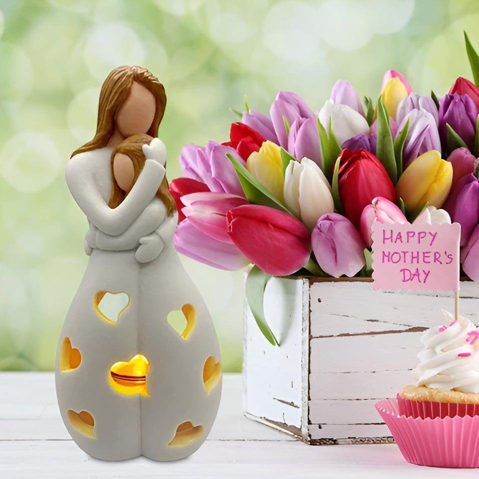 Warm Mother Daughter Figure Candle Holder
