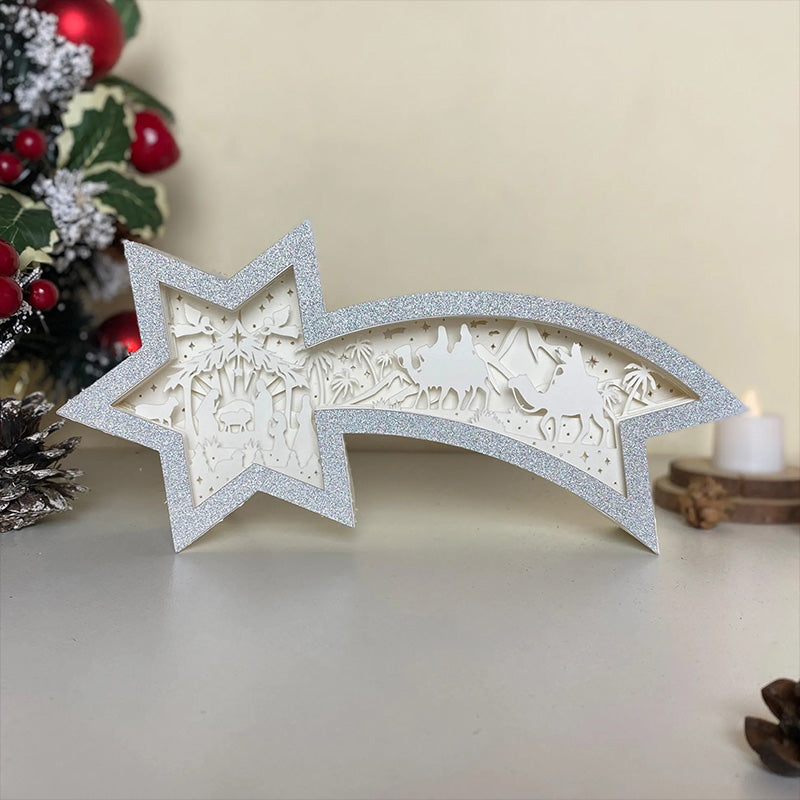 Warm LED Wooden Xmas Star Lamp