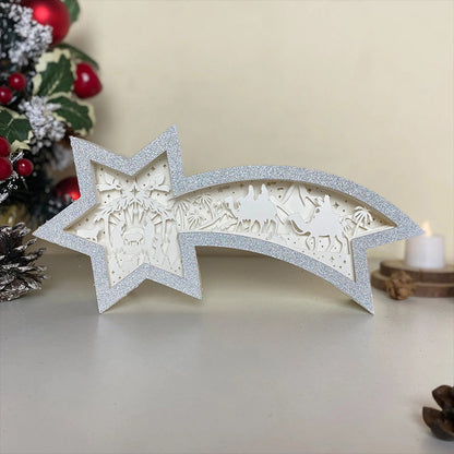 Warm LED Wooden Xmas Star Lamp