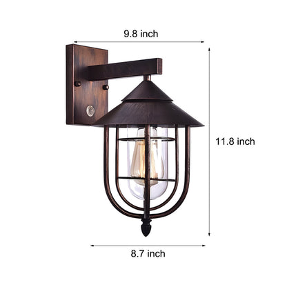 Outdoor Motion Sensor Black Wall Light Fixture