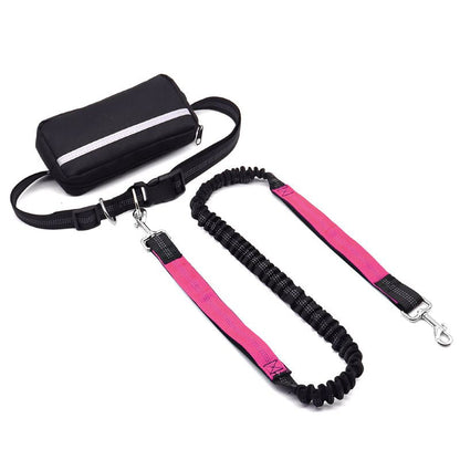 Adjustable Dog Running Leash with Pouch Bag