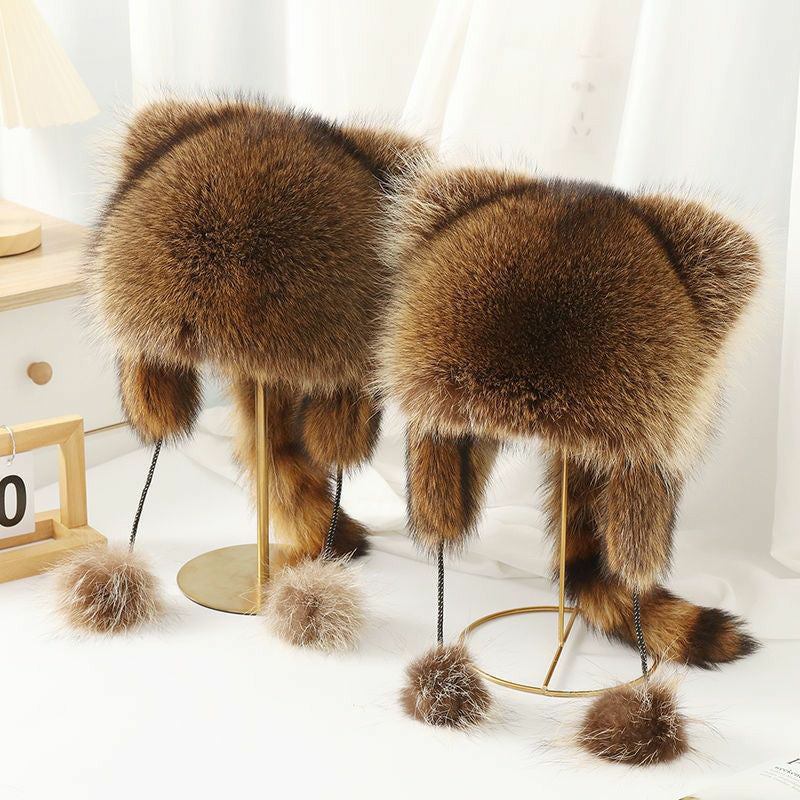Adorable Faux Fur Raccoon Parent Kid Hat