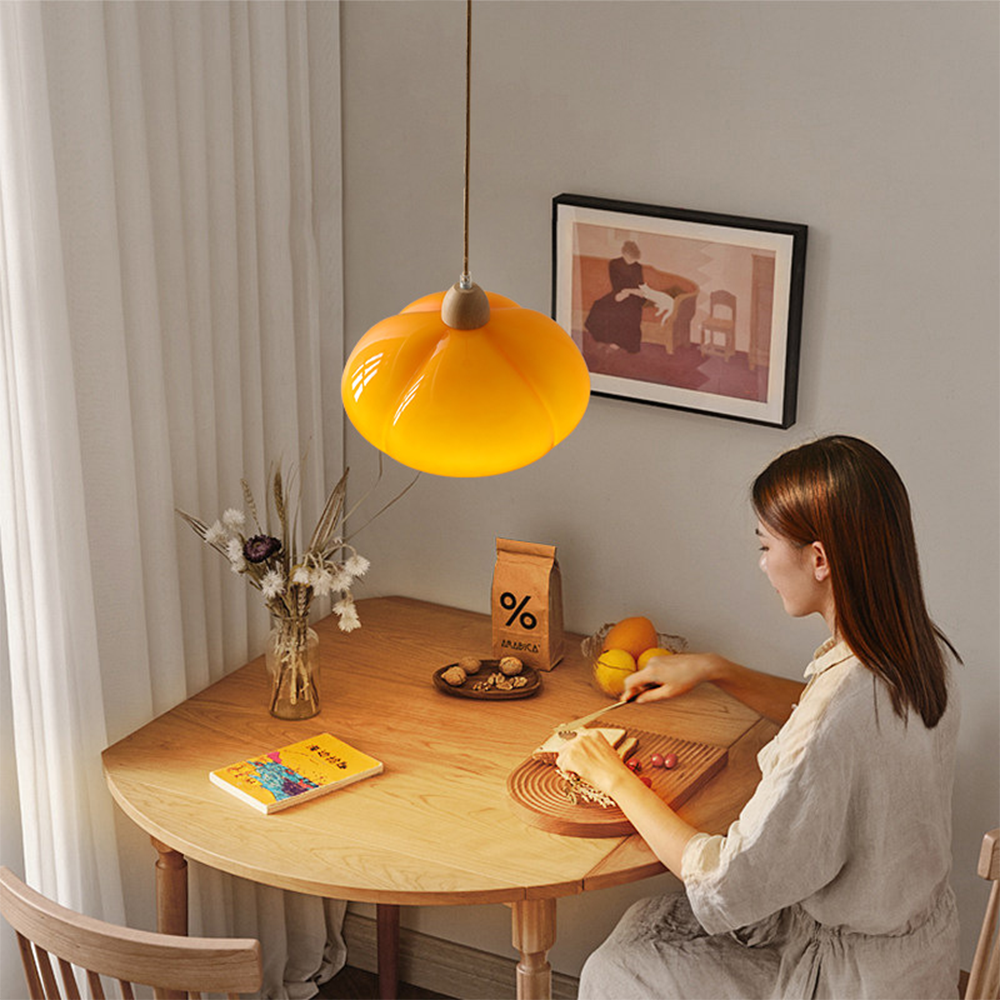 Classic Hanging Glass Pumpkin Lamp