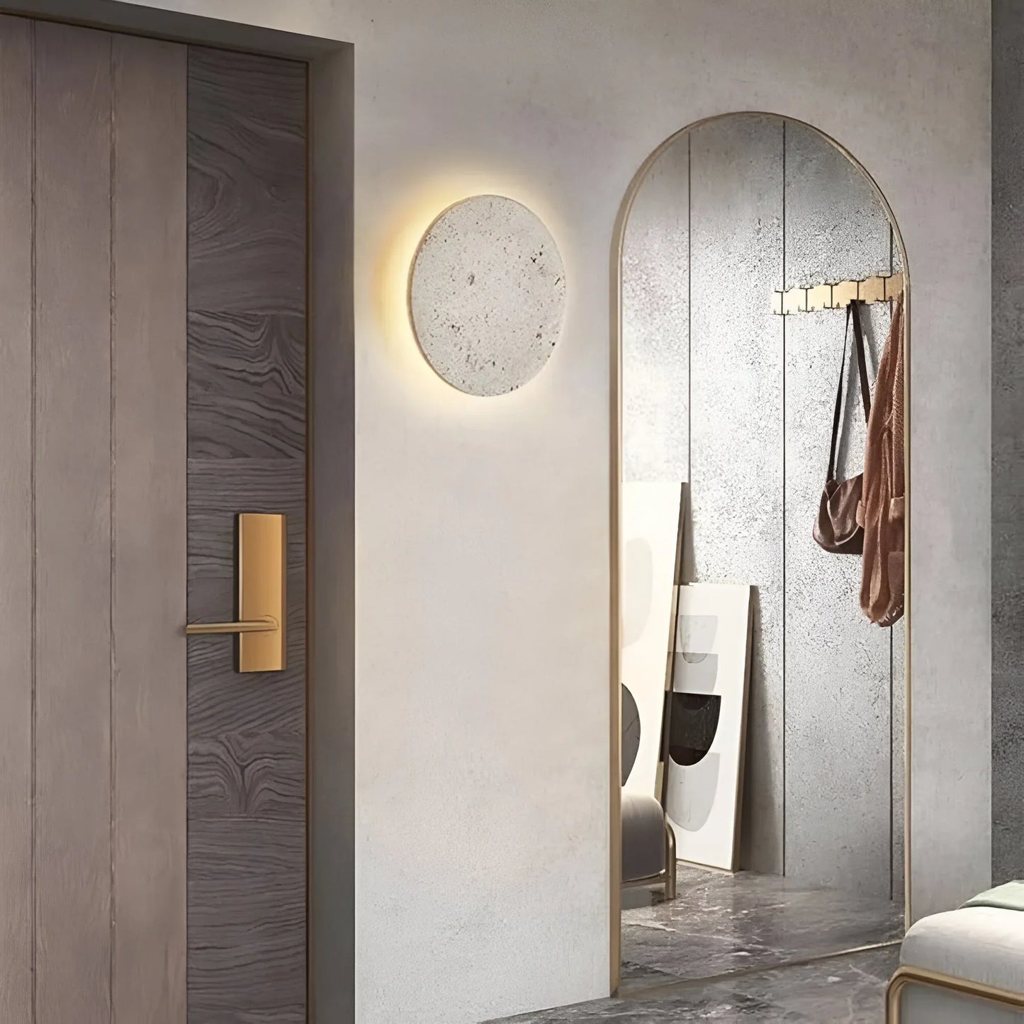 Natural Rock Style Circular Wall Lamp
