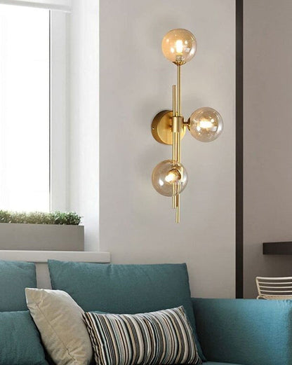 Warm 3 Globe Glass Wall Light - Amber