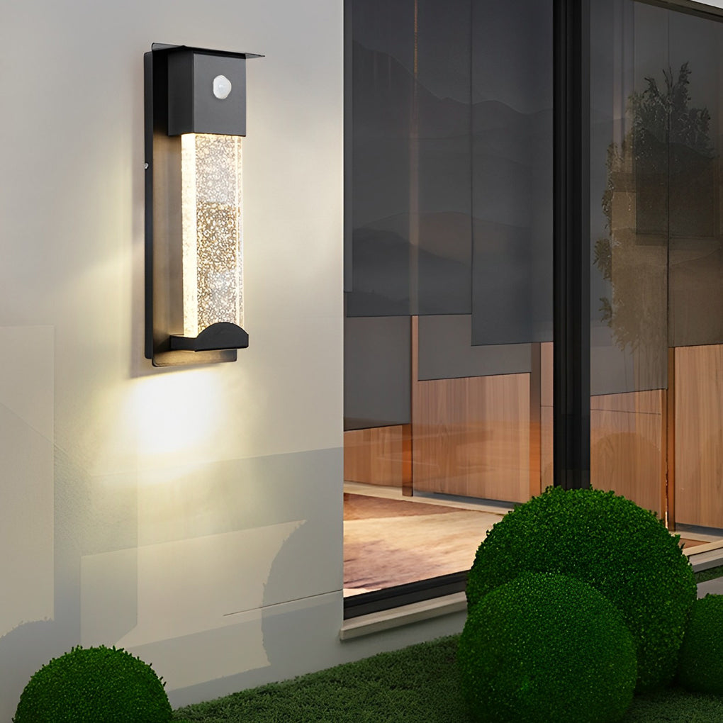 Sleek Glass Outdoor Motion Sensor LED Wall Light