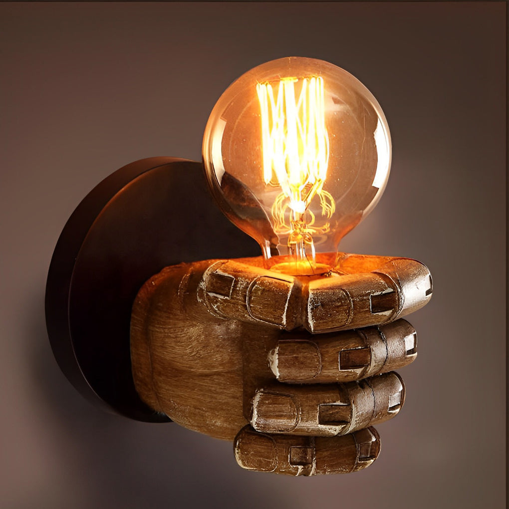 Edgy Metal Fist Wall Light Industrial Lamp Sconce