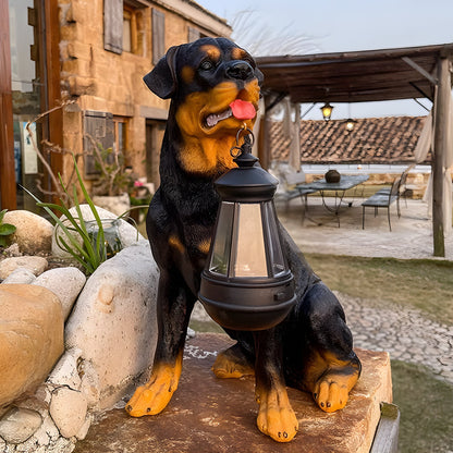 Solar Powered Outdoor Garden Lights with Dog Statue
