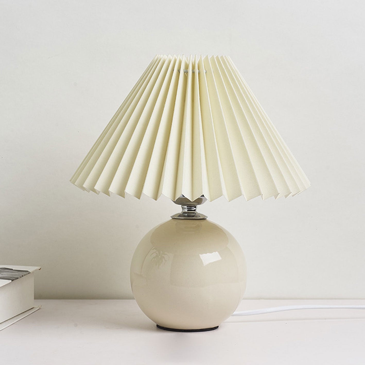 Simple Ceramic Desk Lamp with Folded Shade
