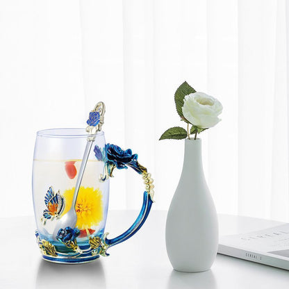Beautiful Floral Tea Cup Set With Spoon - Cofik
