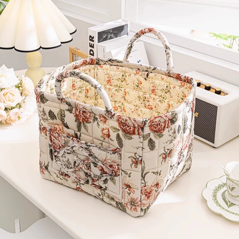 Rustic Woven Fabric Storage Basket