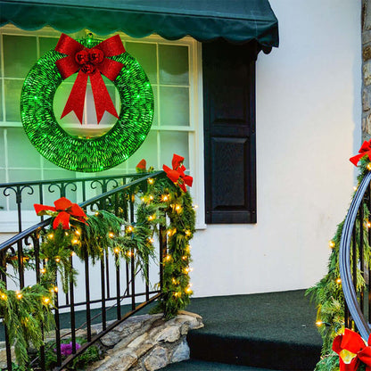 Festive LED Christmas Wreath with Large Bow Decor
