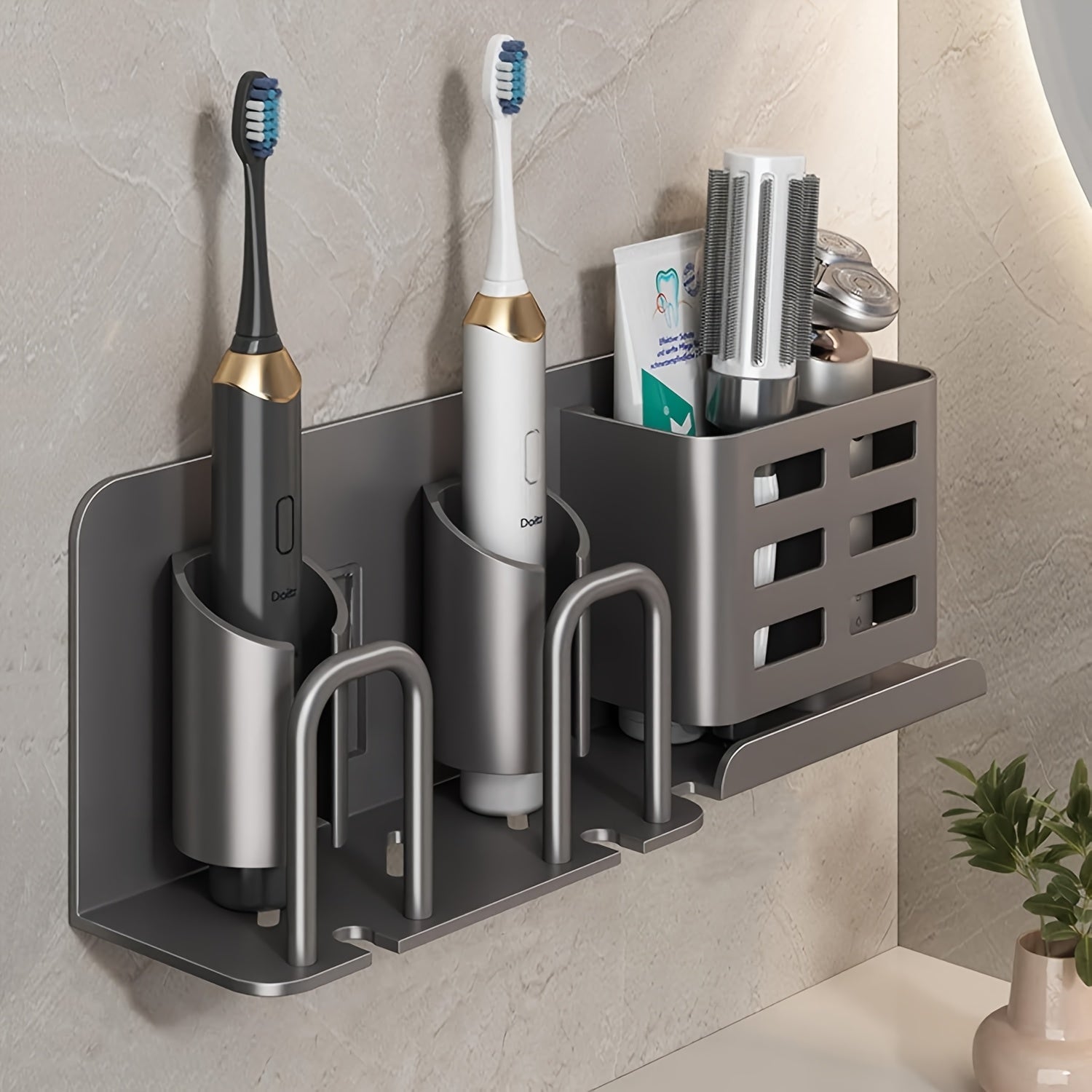 Silver Bathroom Electric Toothbrush Wall Mount - Cofik