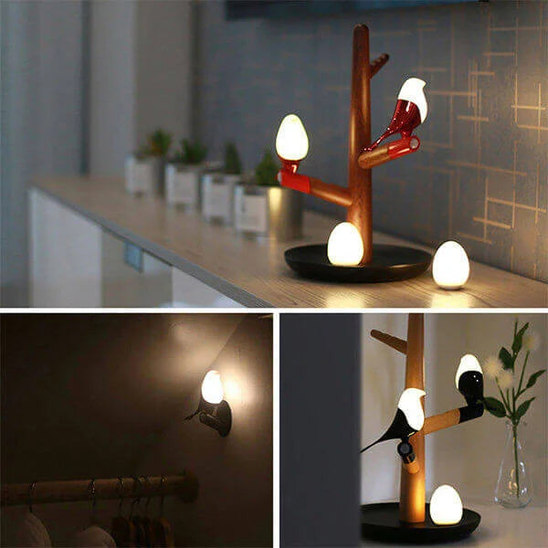 Smart Wood Table Lamp with Motion Sensor