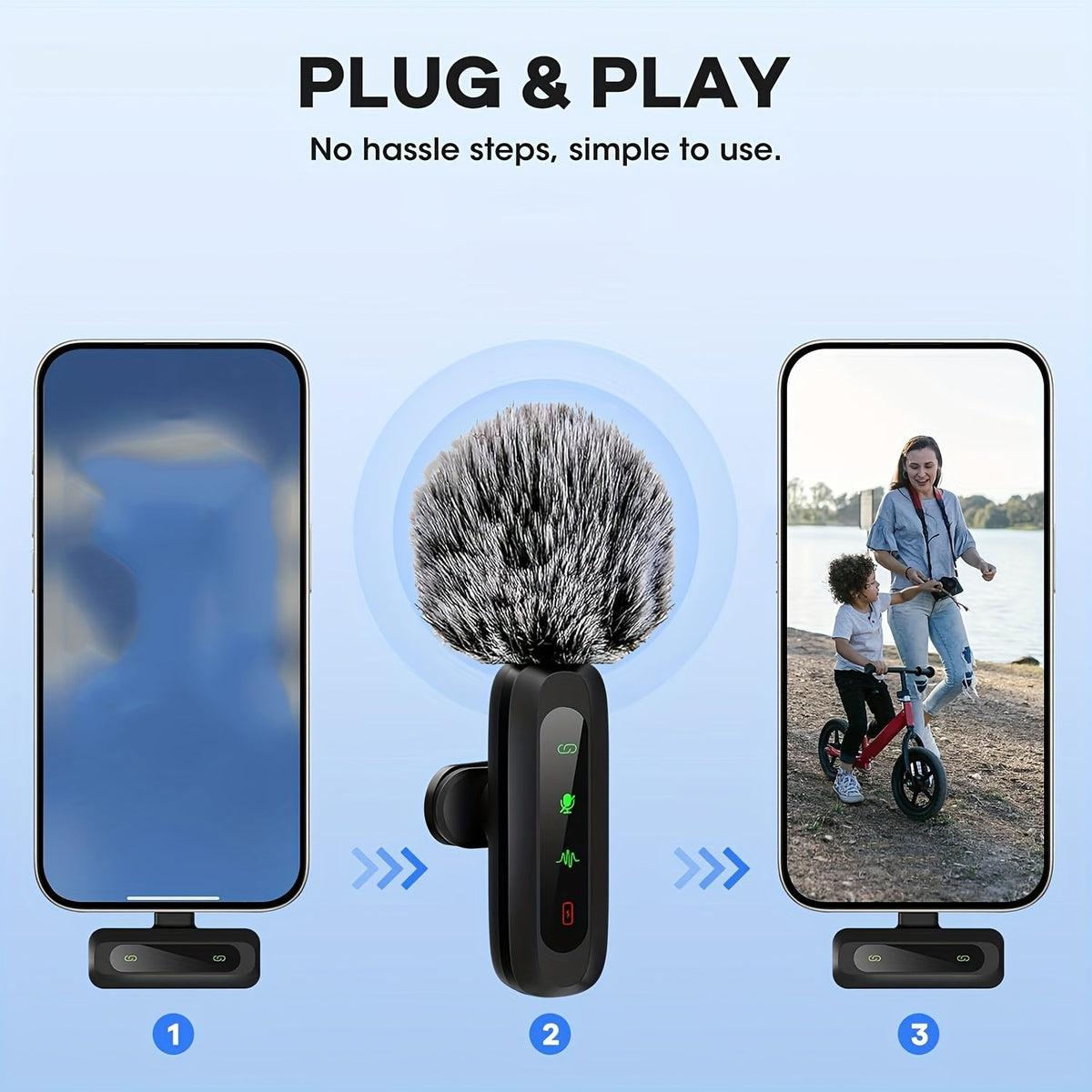 Compact Wireless Clip On Microphone for Phone and Tablet