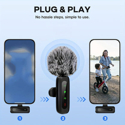 Compact Wireless Clip On Microphone for Phone and Tablet