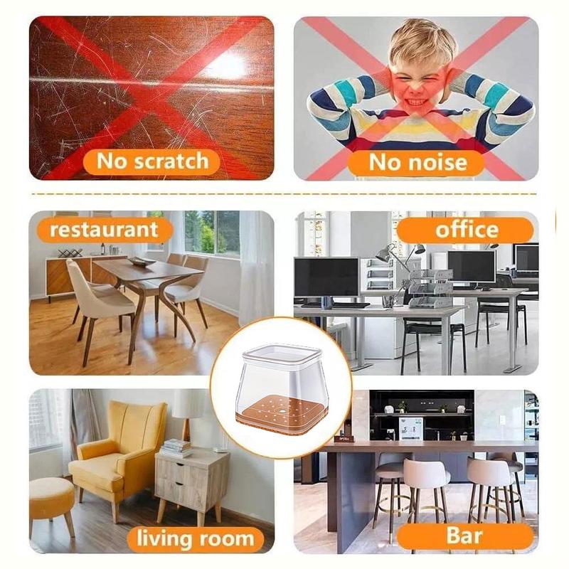 Clear Floor Protector Chair Leg Covers with Felt Bottoms