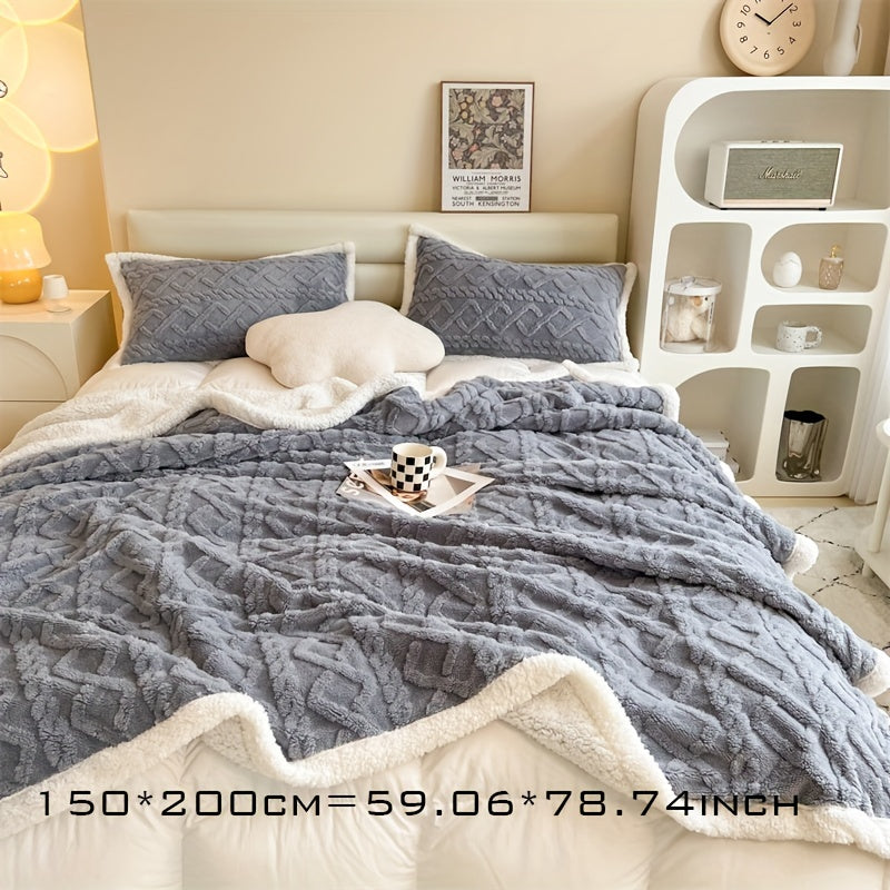 Warm Plush Reversible Fleece Throw Blanket