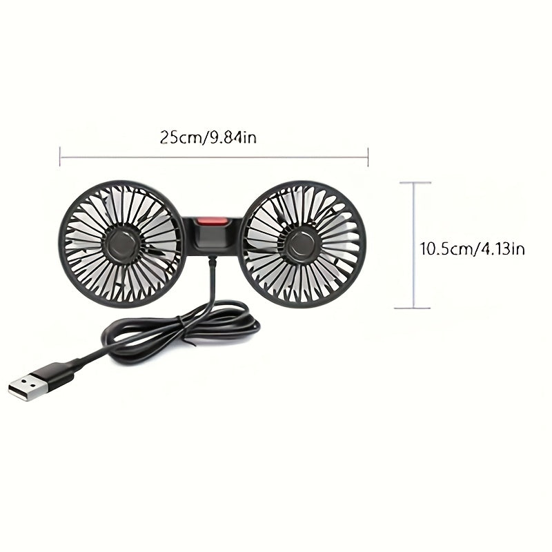 Portable Dual Car Fan with Silent Rotation