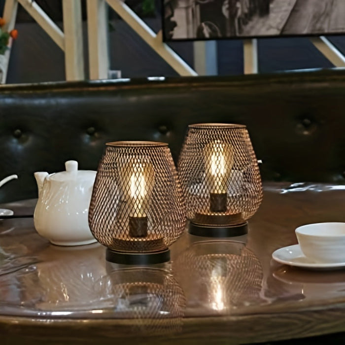 Rustic Metal Table Lamp Set - Vintage Style Warm Lighting