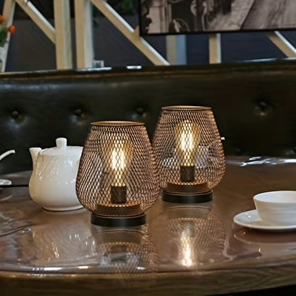 Rustic Metal Table Lamp Set - Vintage Style Warm Lighting