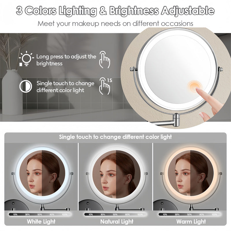 Illuminated Adjustable Bathroom Shaving Mirror