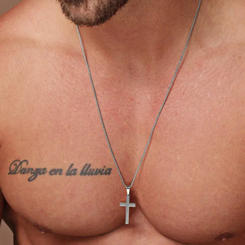 Simple Cross Chain Men's Necklace