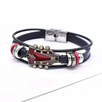 Brown Leather Music Theme Wristband