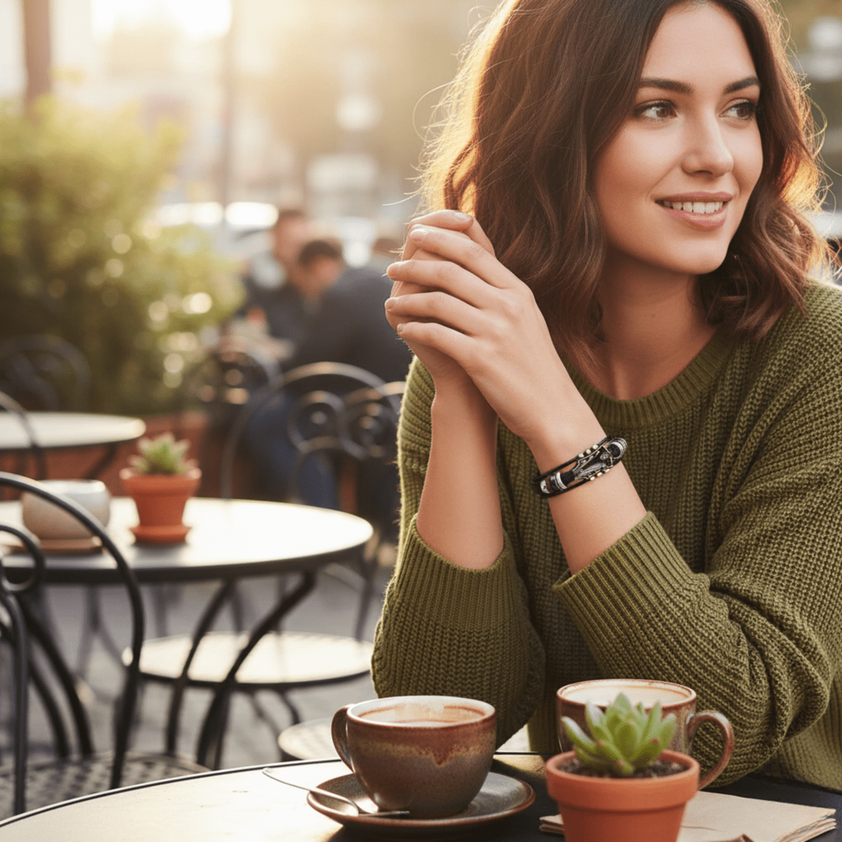 Brown Leather Music Theme Wristband