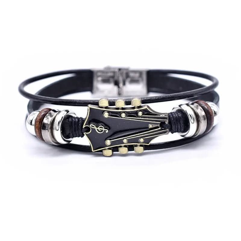Brown Leather Music Theme Wristband