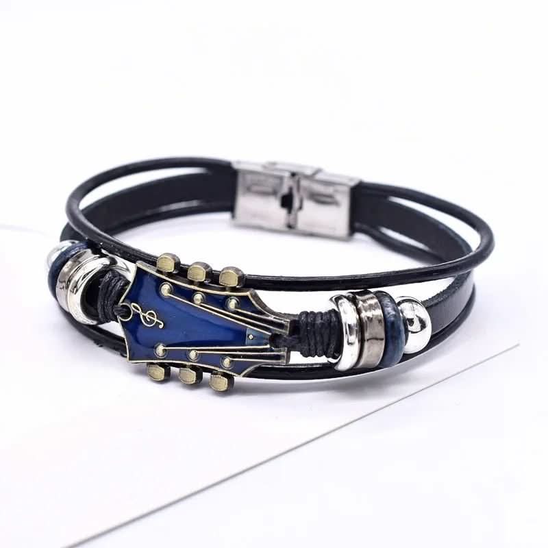 Brown Leather Music Theme Wristband