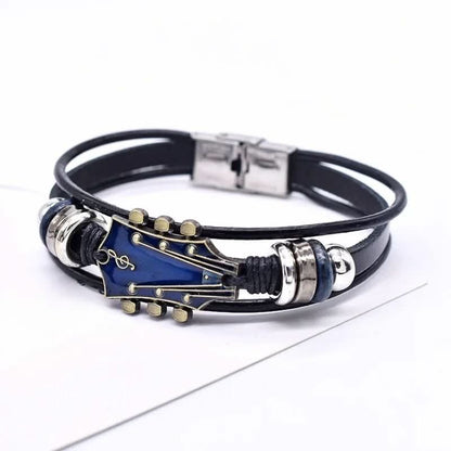 Brown Leather Music Theme Wristband