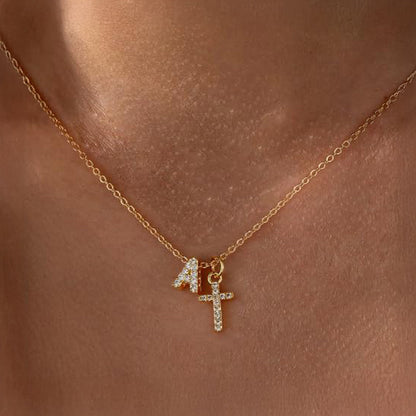 Delicate Initial Cross Pendant Necklace - Cofik