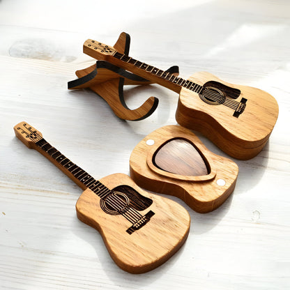 Wooden Guitar Pick Holder Case