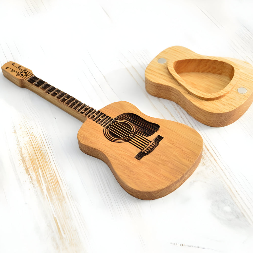 Wooden Guitar Pick Holder Case