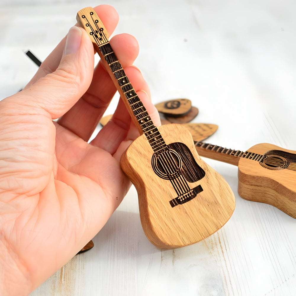 Wooden Guitar Pick Holder Case