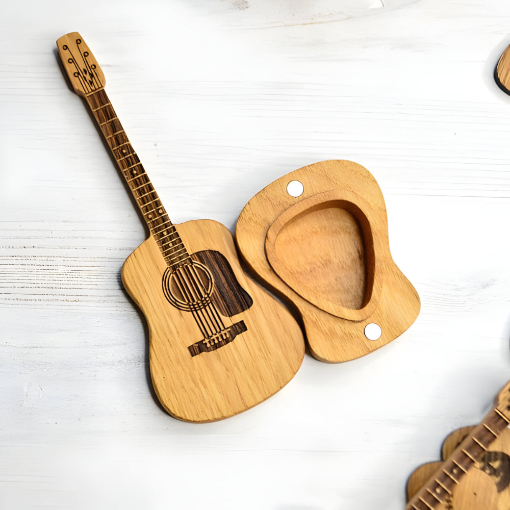 Wooden Guitar Pick Holder Case