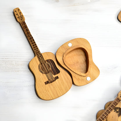 Wooden Guitar Pick Holder Case