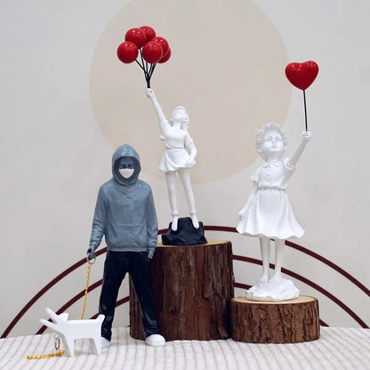 Banksy Figurines | Pop Art Decor | Modern Home Accents