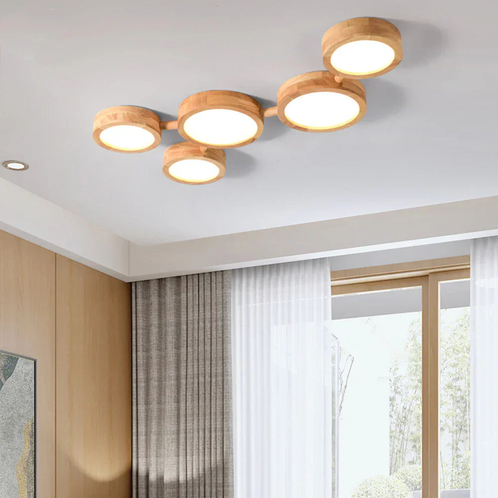 Rustic Wooden 20 LED Multi-Light Ceiling Fixture