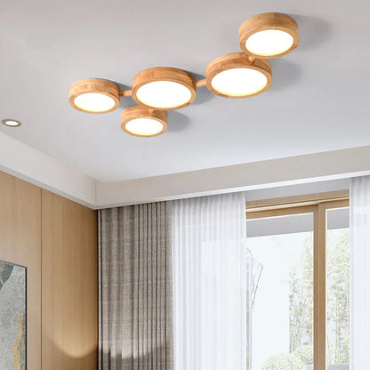 Rustic Wooden 20 LED Multi-Light Ceiling Fixture